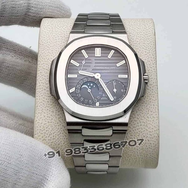 Patek Philippe Nautilus Moon Phase Power Reserve 5712/1A-001 Black-Blue Dial 40mm Exact 1:1 Top Quality Super Clone Swiss ETA 240 PS IRM CLU Automatic Movement Watch