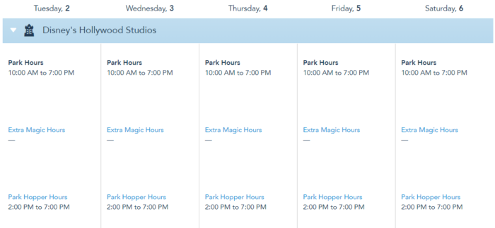 disney world park hours march