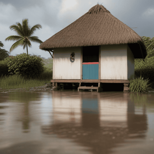 Illustration of Ba flood waters receding