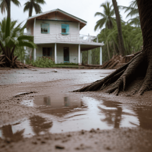 Illustration of Ba flood waters receding