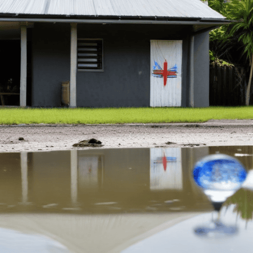 Illustration of Ba flood waters receding