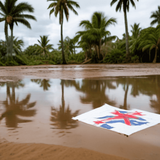 Illustration of Ba flood waters receding