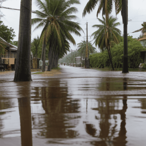 Illustration of River bursts banks