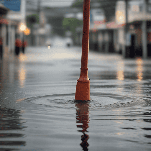 Illustration of River bursts banks