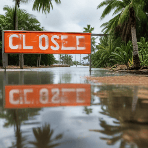 Illustration of Roads closed due to flooding