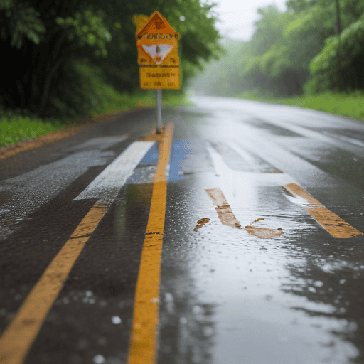 Illustration of Roads closed due to flooding