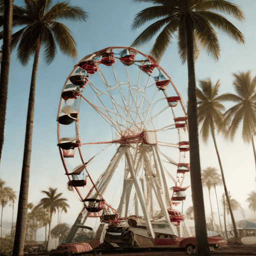 Illustration of Taveuni ferris wheel rides scratched