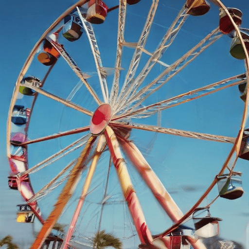 Illustration of Taveuni ferris wheel rides scratched