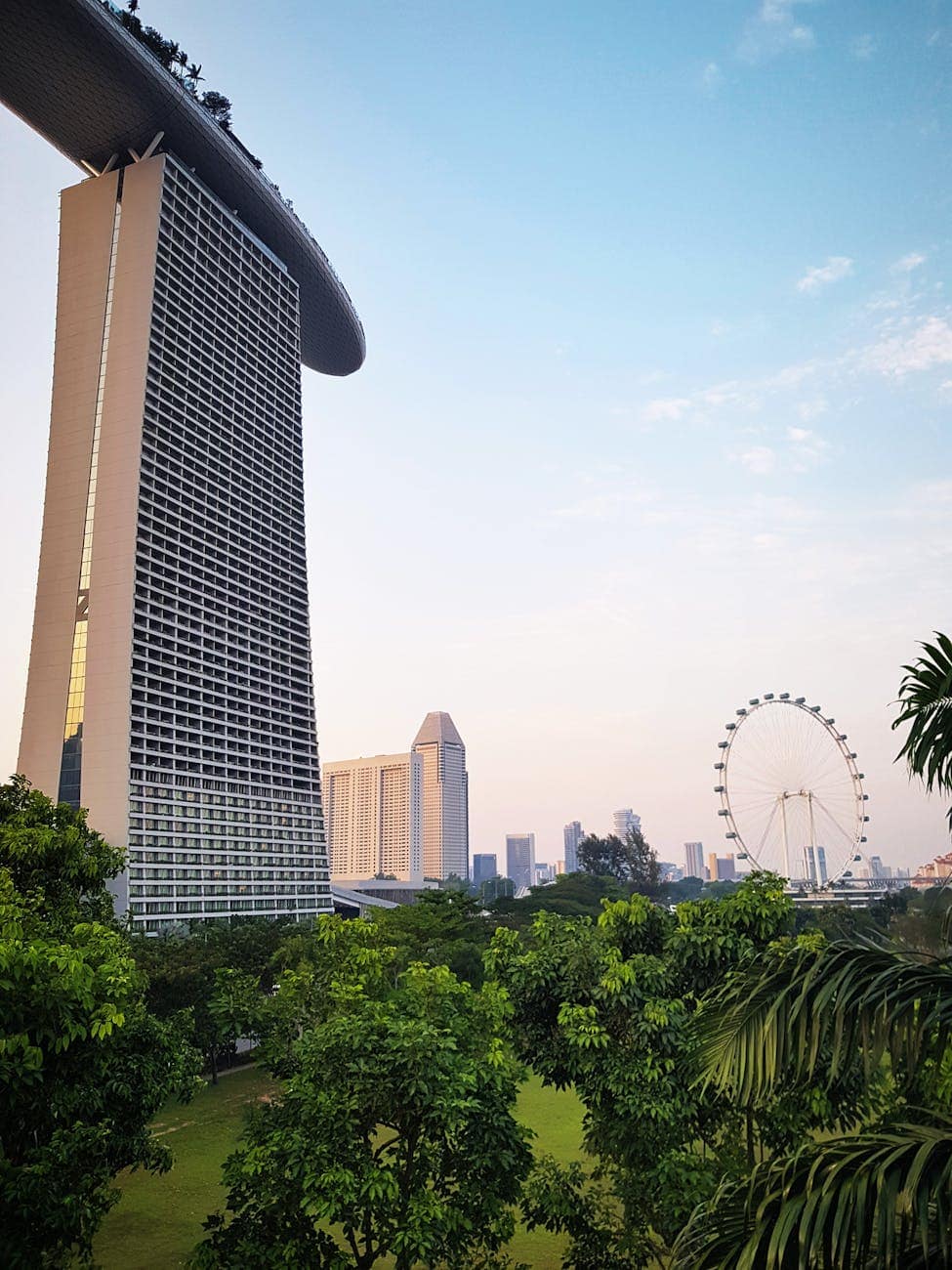 high rise building and ferris wheel