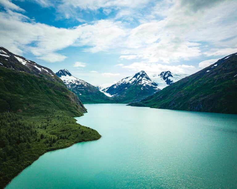 fjord in the mountains of alaska