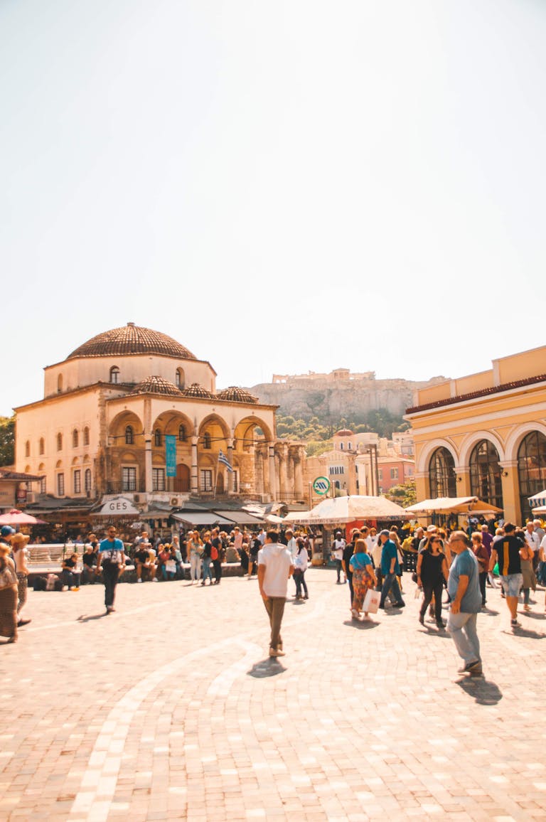 Photo of People Walking on Monastiraki Square