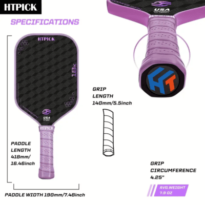 HTPICK 18K Carbon Fiber Pickleball Paddle - Image 4