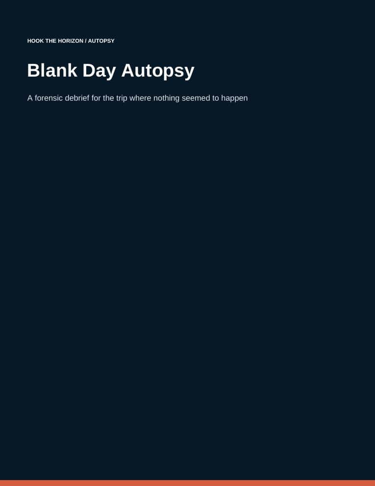 Blank Day Autopsy — the actual Edition cover page, ten causes one of which is that you cannot tell, with the note on who it is not for