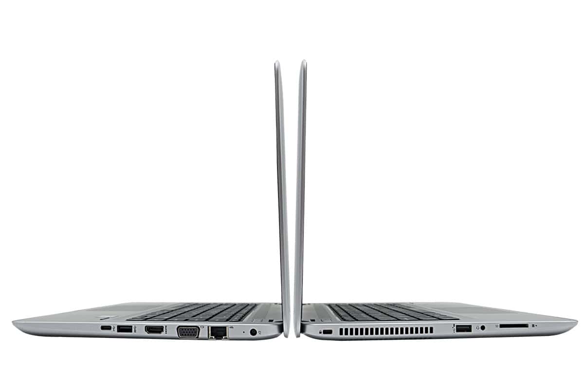 Modèle HP 440 G4 de la marque HP. Image montrant les connectiques (ports) disponibles.