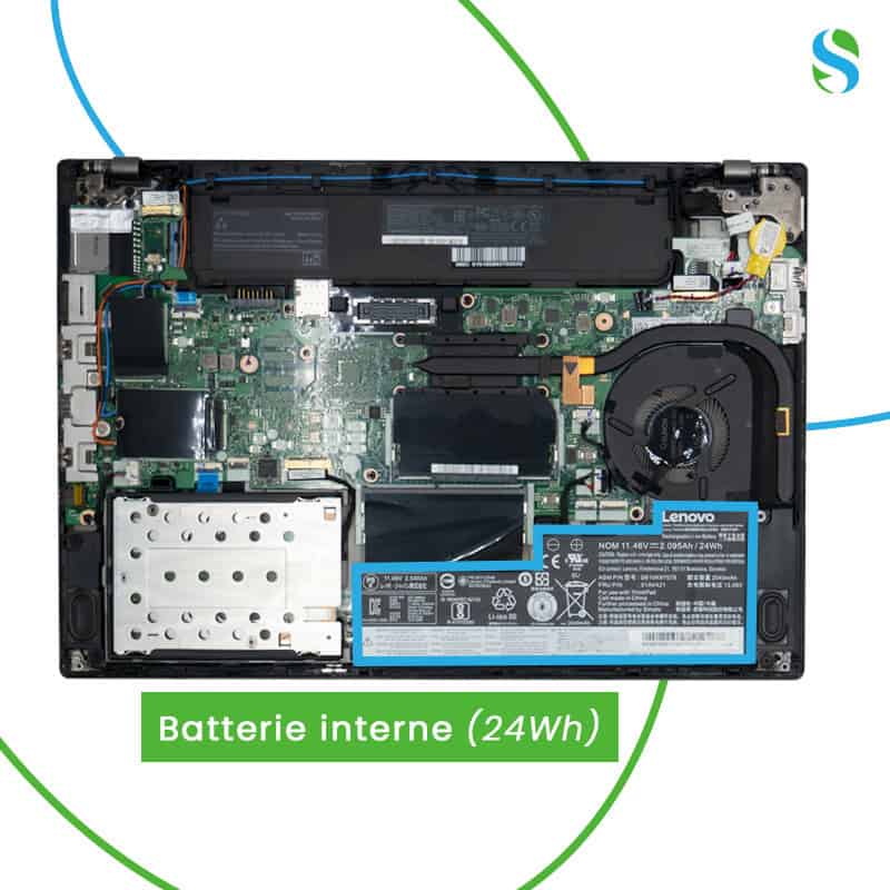 Batterie interne Lenovo 24Wh pour réparation ou mise à niveau des laptops, compatible avec des appareils modernes, haute capacité, performance optimale, fixée dans un chassis d'ordinateur portable, accessoire essentiel pour prolonger l’autonomie.
