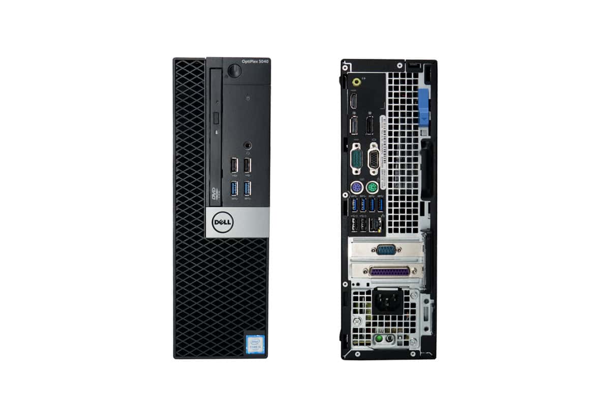 Puces informatiques Dell OptiPlex avec ports USB, HDMI et VGA pour stations de travail, conception compacte pour solutions professionnelles et bureautiques modernes.