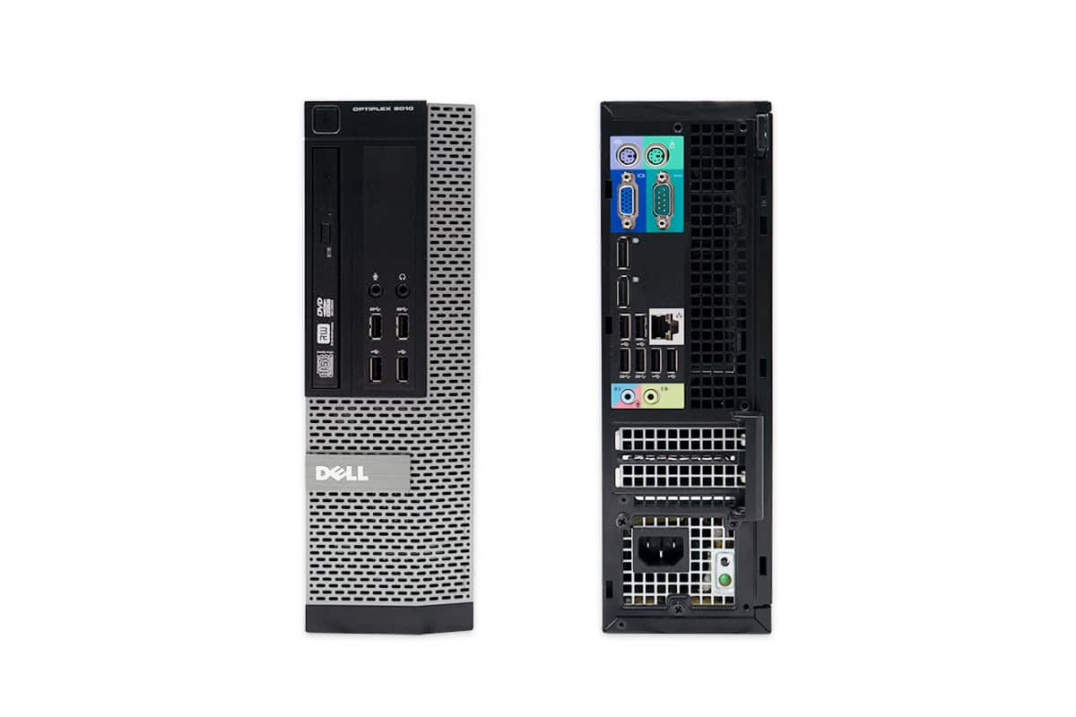 Surface PC Dell compact avec ports HDMI, USB, et connectivité RJ45 pour une utilisation bureautique et professionnelle optimale.