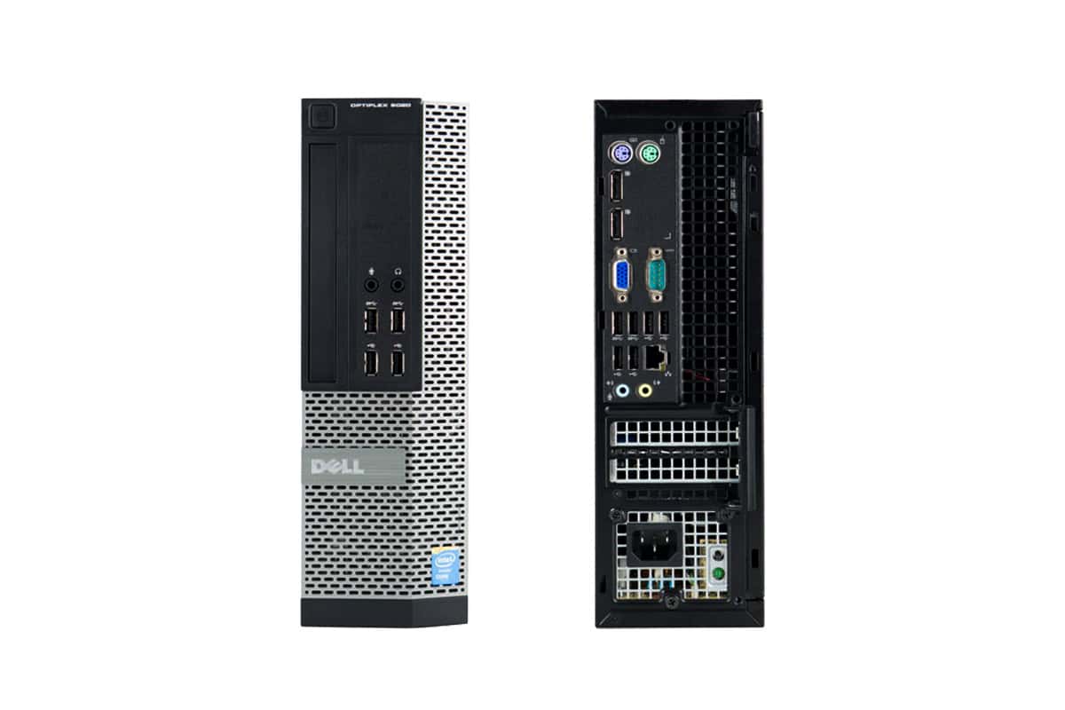 Périphérique informatique Dell compact, ordinateur de bureau performant pour entreprises et bureautique.