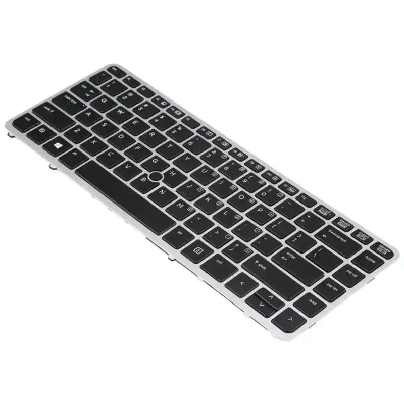 Clavier d'ordinateur sans fil avec touches noires et touches de fonction en français, vue de dessus.