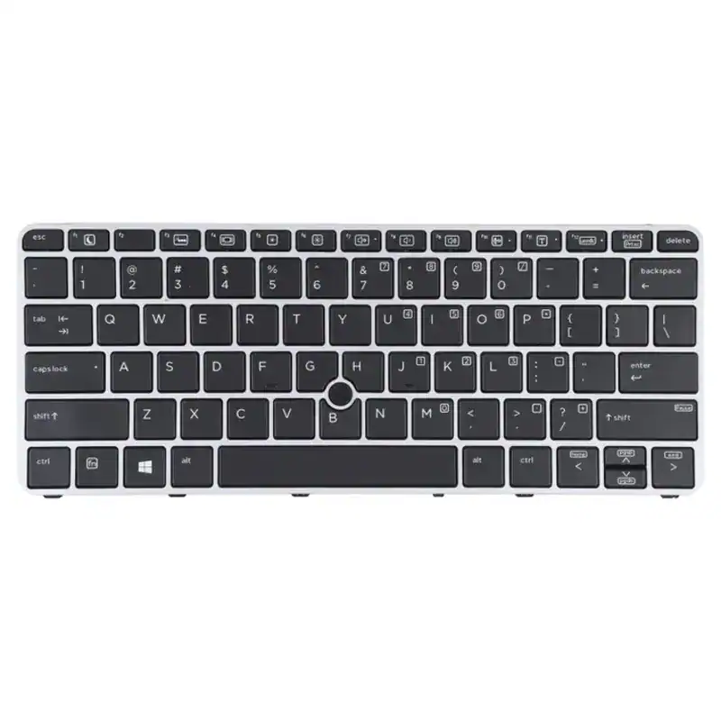 Clavier d'ordinateur portable noir avec touches blanches, disposition QWERTY, pour usage professionnel ou personnel.