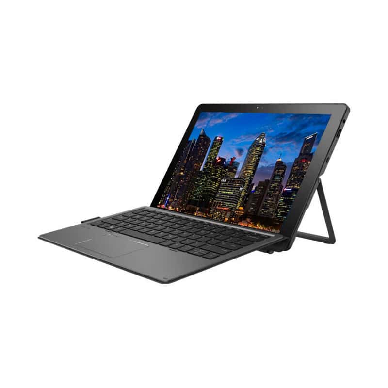 Écran d'ordinateur portable avec support pliable et clavier compact, idéal pour le travail ou les loisirs à distance.