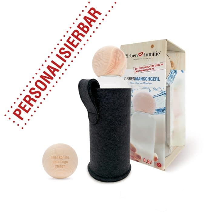 ZirbenTrinkflasche ml inkl Verpackung Filztasche personalisiert