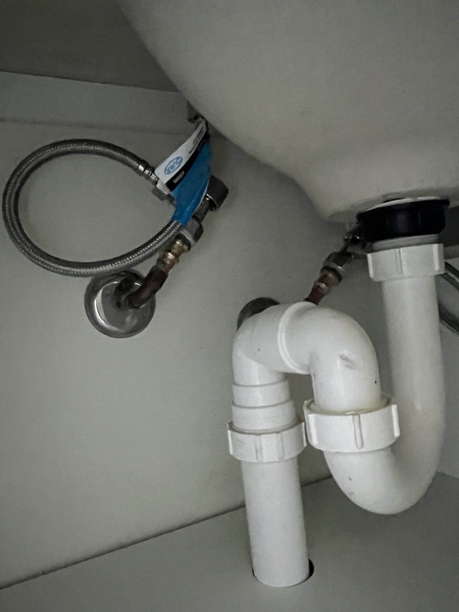 Ensuite vanity basin and tapware prior to installation of new fittings.