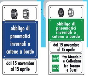 cartelli stradali obbligo gomme invernali