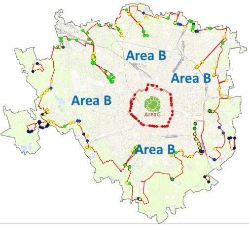 mappa varchi area b milano
