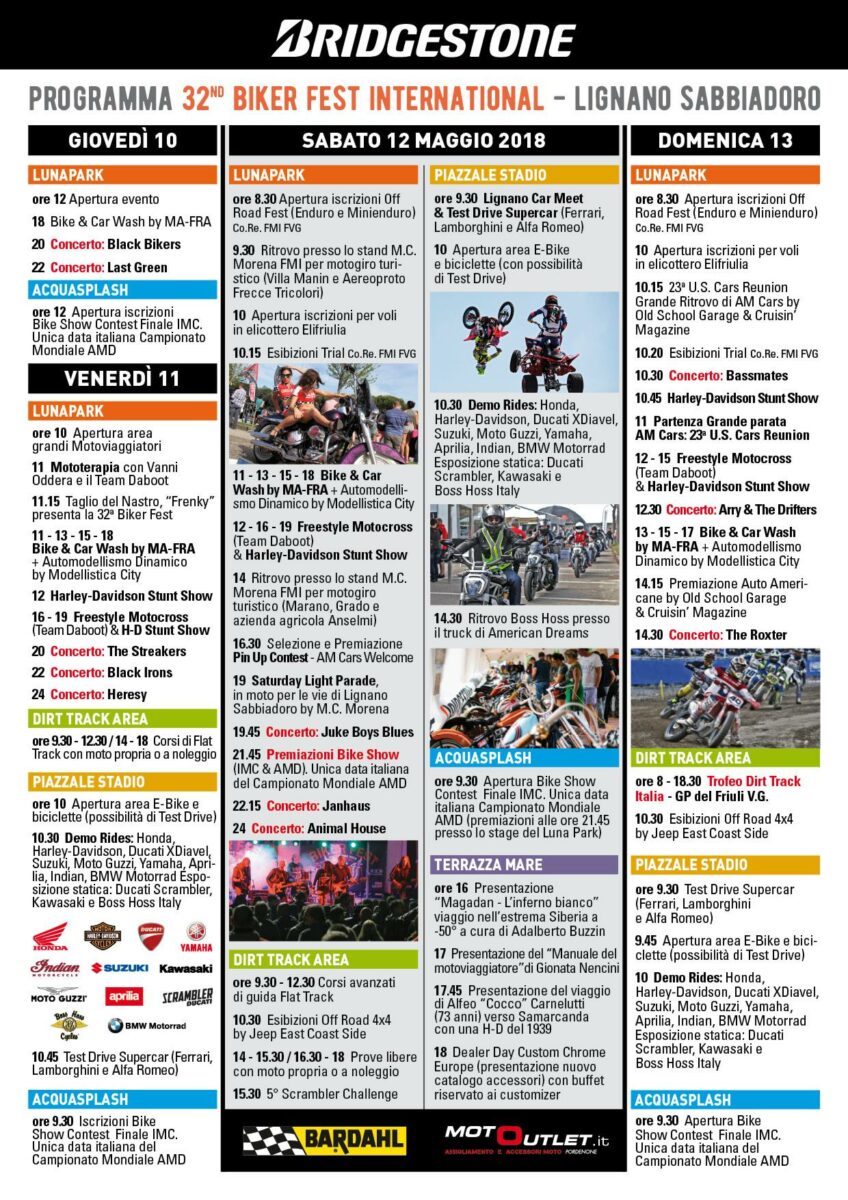 Programma Biker Fest Internazional