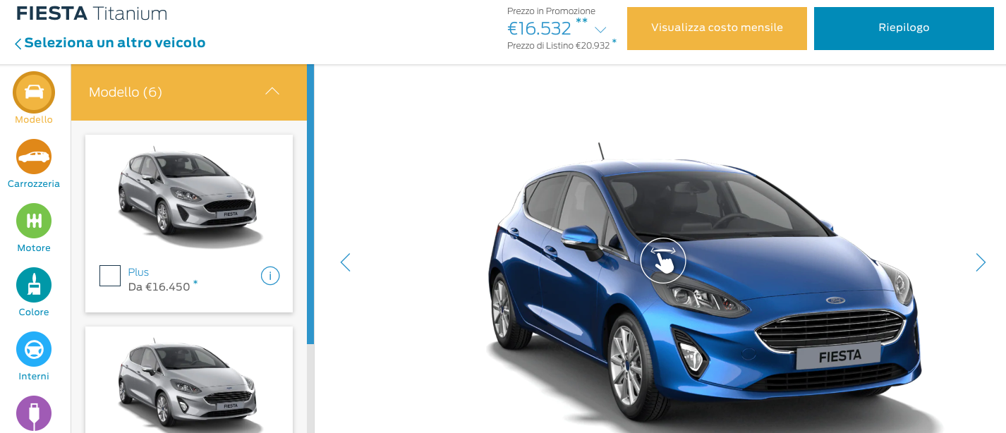 ford fiesta configuratore