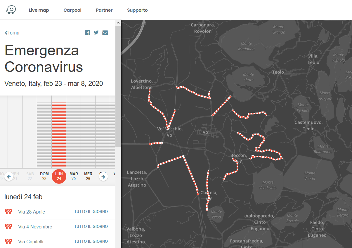 Veneto Elenco strade chiuse