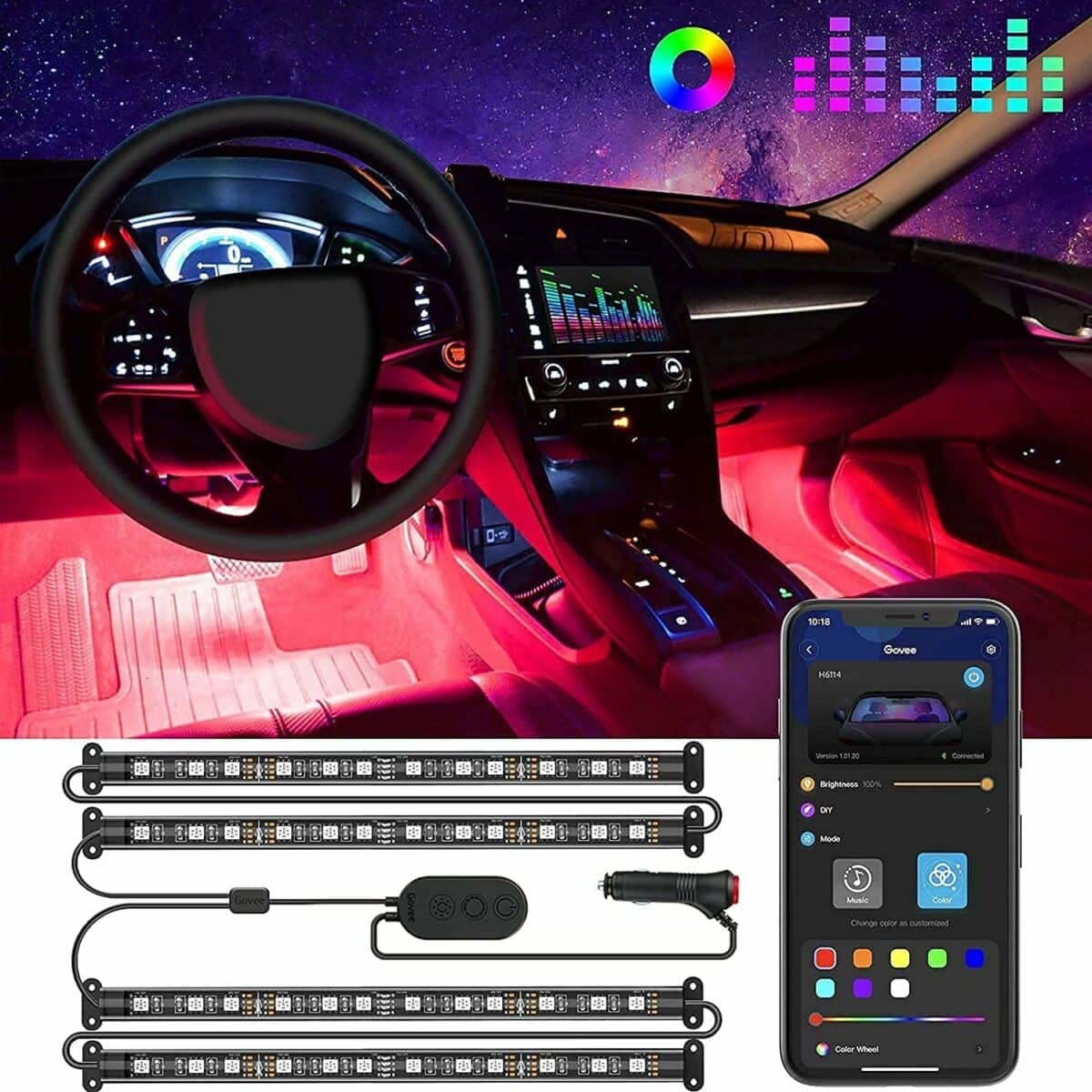 Luci Led Multicolore per l'interno dell'auto Govee