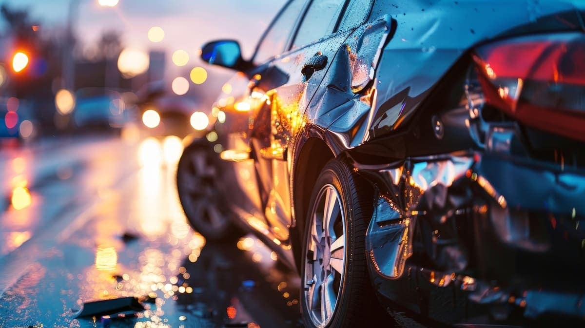 Automobile danneggiata dopo un incidente su strada