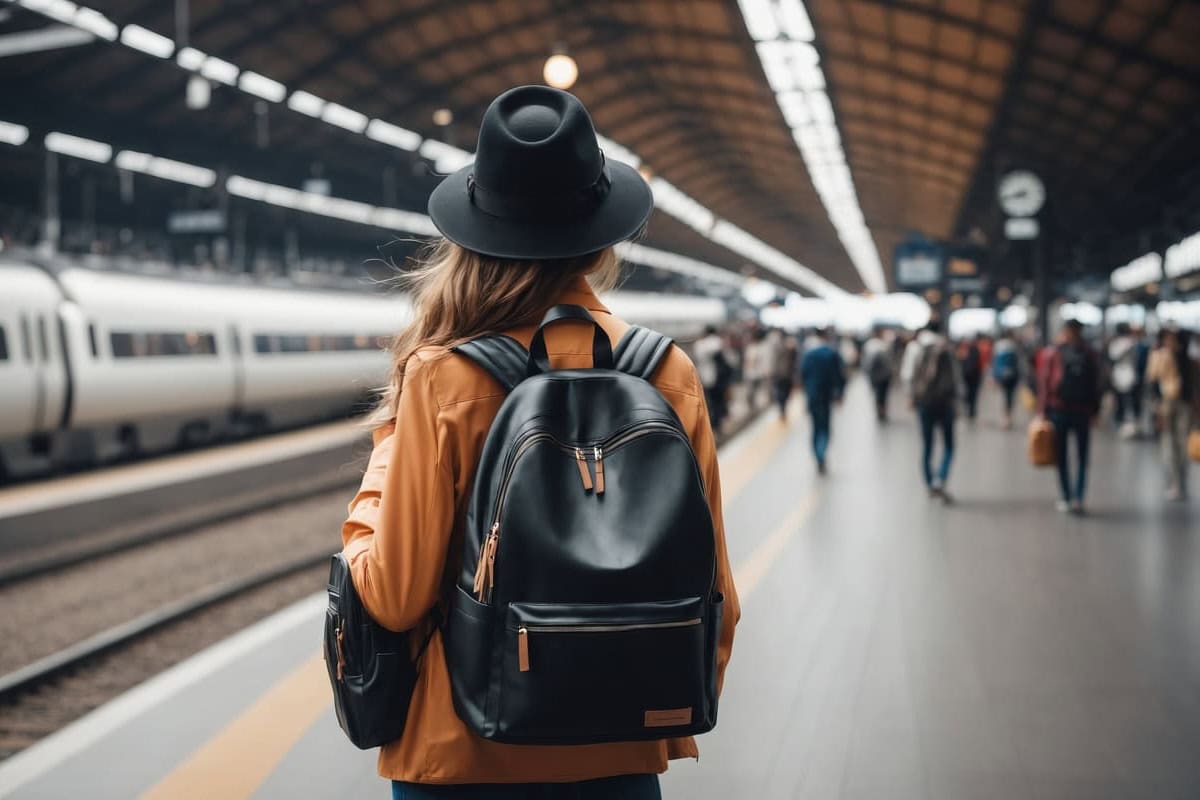 ragazza in stazione mentre c'è uno sciopero dei treni