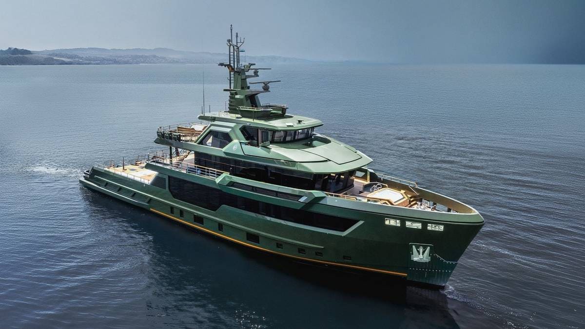 Yacht di lusso moderna in mare, imbarcazione clubbing e crociera, design elegante e avanzato, motore potente e comfort di alto livello, foto di nautica e imbarcazioni premium.
