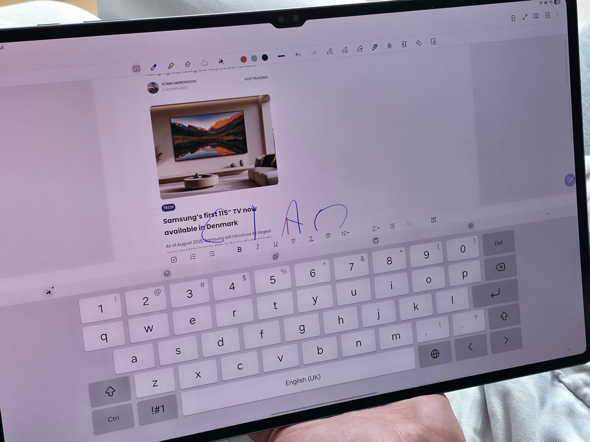Samsung Galaxy Tab S10 Ultra note aperte