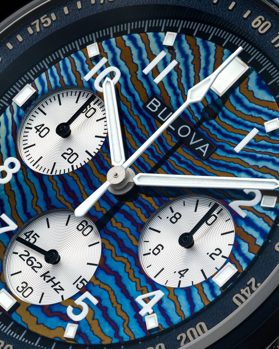 Il quadrante del Bulova Lunar Pilot Budii Edition