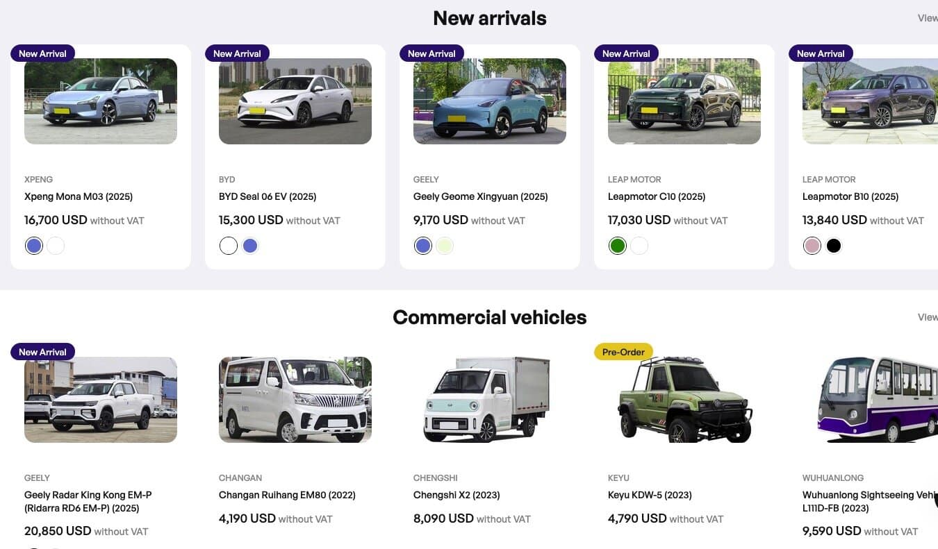 auto elettriche nuovi arrivi nel China EV Marketplace