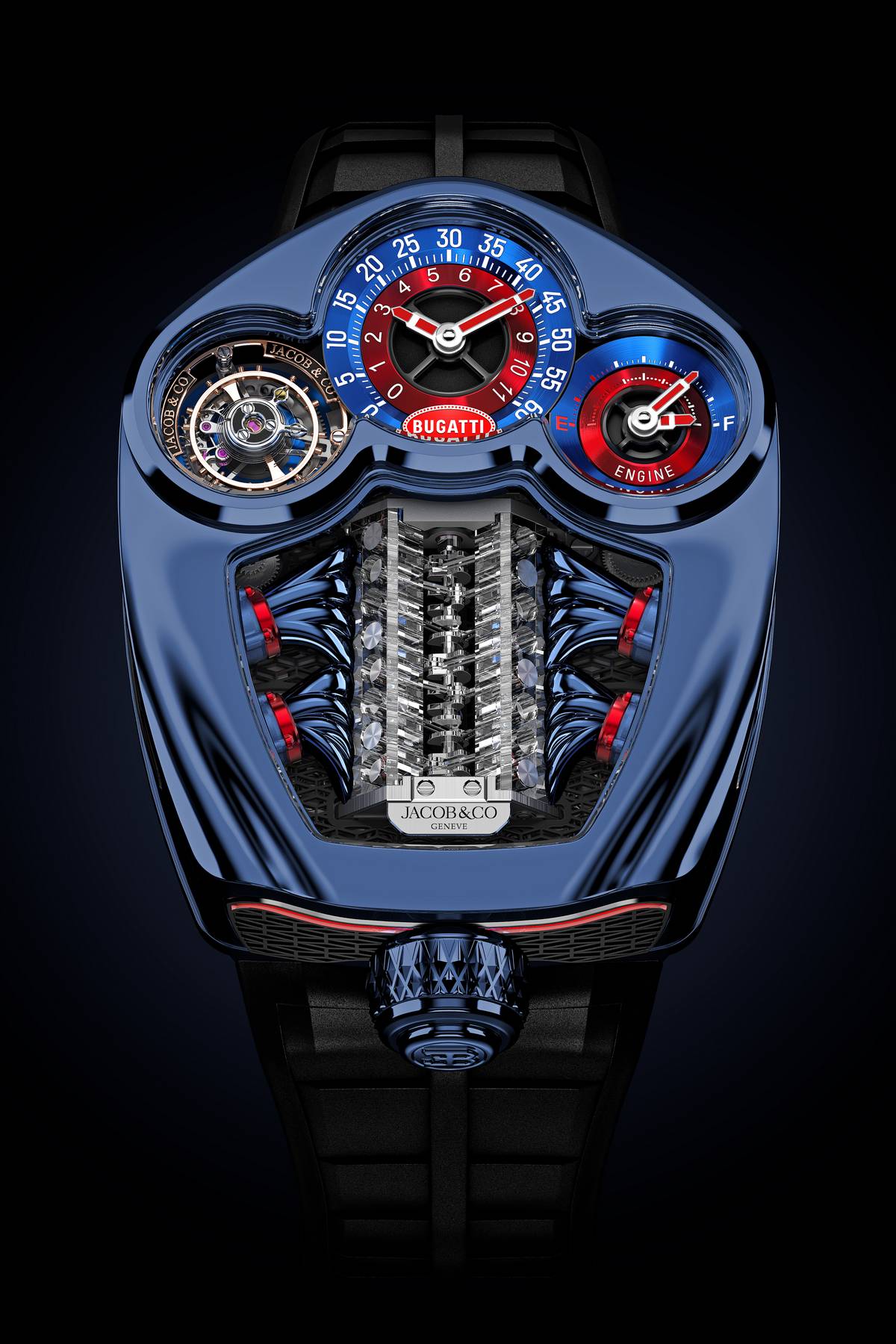 Sul Bugatti Tourbillon l'automa che riproduce un motore V16