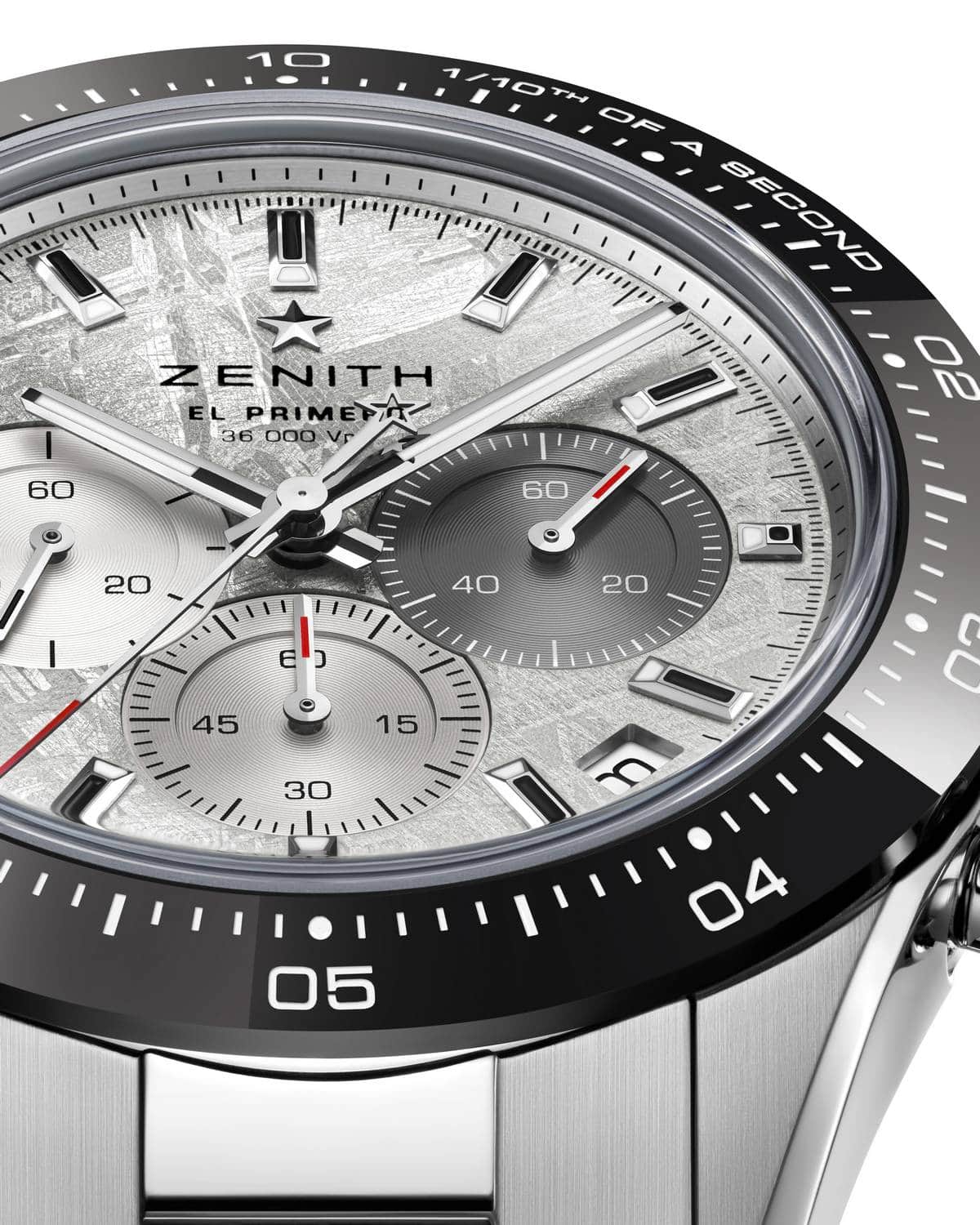 Il quadrante dello Zenith Chronomaster Sport Meteorite