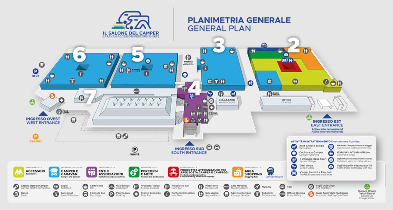 mappa del salone del camper padiglioni