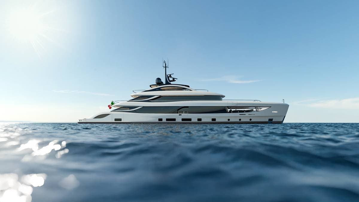 Yacht Benetti yacht acciaio B.Now 52M di lusso in mare con cielo azzurro e sole, imbarcazione moderna e elegante, perfetta per crociere di alta classe e vacanze di lusso, vista dall'acqua, design raffinato, comfort premium.
