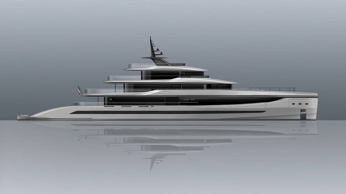 Isa Yachts Spectre 60m vessel design, yacht luxury, modern super yacht, sleek yacht exterior, high-end yacht design, yacht elegante, imbarcazione di lusso, yacht moderno, yacht di prestigio, imbarcazioni di lusso.