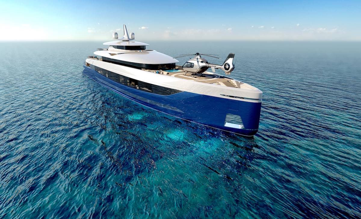 Yacht di lusso sul mare con elicottero a bordo, imbarcazione moderna e prestigiosa, vacanze yacht, nautica di alta gamma, crociere di lusso, immagini yacht esclusivi, Quotidiano Motori.