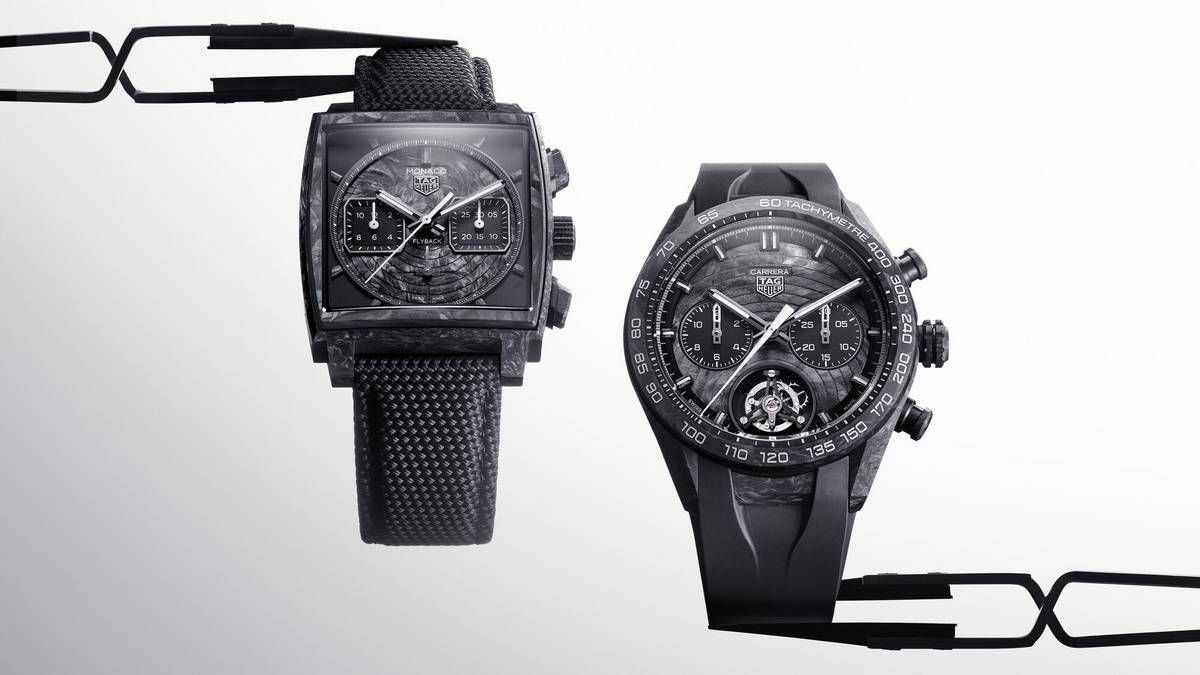 Prestige orologi TAG Heuer Monaco e Carrera in materiali innovativi e design sportivo di alta gamma.