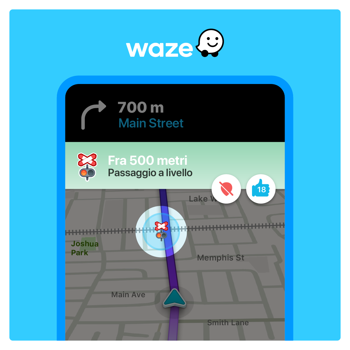 Waze passaggi a livello