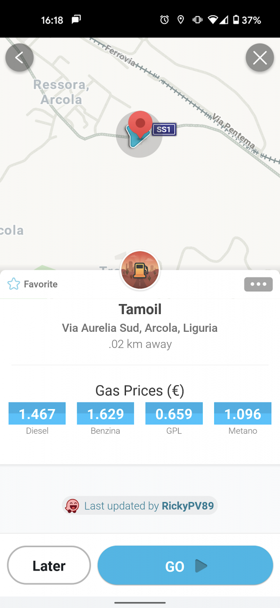 Waze Prezzo Carburante