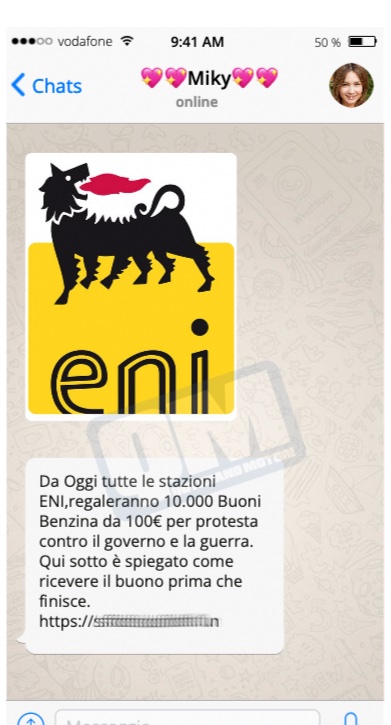 truffa buono eni whatsapp
