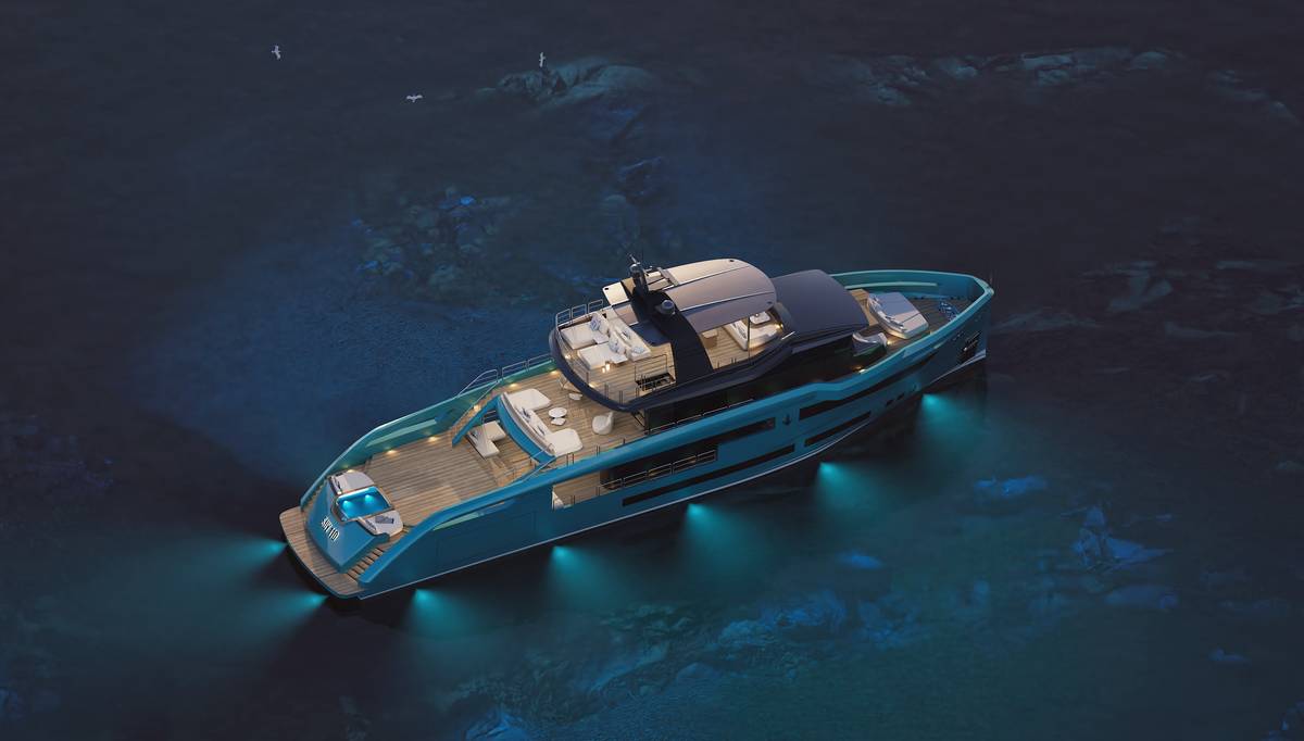 Yacht SUY110 Antonini Navi illuminato sul mare